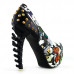 Show Story Rock Butterfly Stud Cut-out Peep-toe Platform Bone Heel Pumps,LF80626