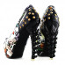 Show Story Rock Butterfly Stud Cut-out Peep-toe Platform Bone Heel Pumps,LF80626