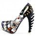 Show Story Rock Butterfly Stud Cut-out Peep-toe Platform Bone Heel Pumps,LF80626