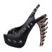 Show Story Black Peeptoe Star Stud Sling Back Platform Bone Heel Pumps,LF80633