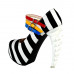 Show Story Black White Stripe 3 Strap Platform Bone Heel Mary Jane Pumps,LF80636