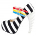 Show Story Black White Stripe 3 Strap Platform Bone Heel Mary Jane Pumps,LF80636