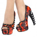 Show Story Punk Flame Studs Peeptoe Platform Bone Heel Club Pumps,LF80637 