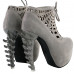 Show Story Punk Black/Grey Spider Web Lace-Up Platform Bone Heel Ankle Boot Bootie,LF80643