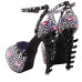 Show Story Punk Floral D-orsay Stud Polka Dots Platform Bone Heel Club Sandals,LF80646