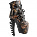 Show Story Punk Black Snake Print Lace Up Buckle Bone Heels Platform Ankle Boots,LF80648