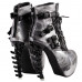 Show Story Punk Black Snake Print Lace Up Buckle Bone Heels Platform Ankle Boots,LF80648