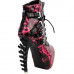 Show Story Punk Black Snake Print Lace Up Buckle Bone Heels Platform Ankle Boots,LF80648