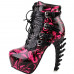 Show Story Punk Black Snake Print Lace Up Buckle Bone Heels Platform Ankle Boots,LF80648