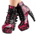 Show Story Punk Black Snake Print Lace Up Buckle Bone Heels Platform Ankle Boots,LF80648