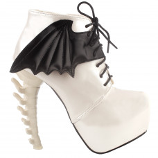 Show Story Punk Two Tone Wings Lace Up Bone Heels Platform Ankle Boots,LF80658