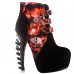 SHOW STORY Black Skull In Fire Strappy Buckle High-Top Bone High Heel Platform Ankle Boots,LF80664 