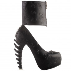 SHOW STORY Punk Skull Print Zipper Ankle Cuff Hidden Platform Bone Heel Club Pupms,LF80667 SHOW STORY Punk Skull Print Zipper Ankle Cuff Hidden Platform Bone Heel Club Pupms,LF80667
