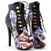 Show Story Black/Pink/Purple Lace Up Stiletto Heel Gothic Ankle Boots,LF80831