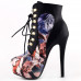 Show Story Black/Pink/Purple Lace Up Stiletto Heel Gothic Ankle Boots,LF80831