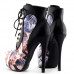 Show Story Black/Pink/Purple Lace Up Stiletto Heel Gothic Ankle Boots,LF80831