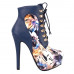 Show Story Black/Pink/Purple Lace Up Stiletto Heel Gothic Ankle Boots,LF80831