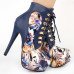 Show Story Black/Pink/Purple Lace Up Stiletto Heel Gothic Ankle Boots,LF80831
