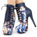 Show Story Black/Pink/Purple Lace Up Stiletto Heel Gothic Ankle Boots,LF80831