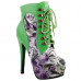 Show Story Black/Pink/Purple Lace Up Stiletto Heel Gothic Ankle Boots,LF80831