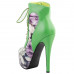 Show Story Black/Pink/Purple Lace Up Stiletto Heel Gothic Ankle Boots,LF80831