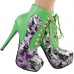Show Story Black/Pink/Purple Lace Up Stiletto Heel Gothic Ankle Boots,LF80831