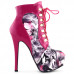 Show Story Black/Pink/Purple Lace Up Stiletto Heel Gothic Ankle Boots,LF80831