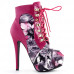 Show Story Black/Pink/Purple Lace Up Stiletto Heel Gothic Ankle Boots,LF80831