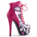 Show Story Black/Pink/Purple Lace Up Stiletto Heel Gothic Ankle Boots,LF80831