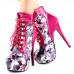Show Story Black/Pink/Purple Lace Up Stiletto Heel Gothic Ankle Boots,LF80831
