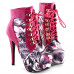 Show Story Black/Pink/Purple Lace Up Stiletto Heel Gothic Ankle Boots,LF80831