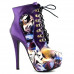 Show Story Black/Pink/Purple Lace Up Stiletto Heel Gothic Ankle Boots,LF80831