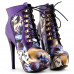 Show Story Black/Pink/Purple Lace Up Stiletto Heel Gothic Ankle Boots,LF80831