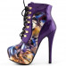 Show Story Black/Pink/Purple Lace Up Stiletto Heel Gothic Ankle Boots,LF80831