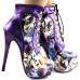 Show Story Black/Pink/Purple Lace Up Stiletto Heel Gothic Ankle Boots,LF80831