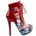 Show Story Black/Pink/Purple Lace Up Stiletto Heel Gothic Ankle Boots,LF80831