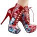Show Story Black/Pink/Purple Lace Up Stiletto Heel Gothic Ankle Boots,LF80831