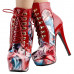 Show Story Black/Pink/Purple Lace Up Stiletto Heel Gothic Ankle Boots,LF80831