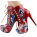 Show Story Black/Pink/Purple Lace Up Stiletto Heel Gothic Ankle Boots,LF80831