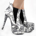 Blue And White Porcelain Platform Stiletto Ankle Boot Bootie