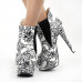 Blue And White Porcelain Platform Stiletto Ankle Boot Bootie