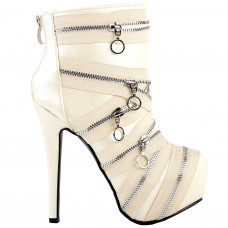 Punk Zip Gothic Round Toe Platform Stiletto Ankle Boots Pumps