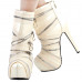 Punk Zip Gothic Round Toe Platform Stiletto Ankle Boots Pumps