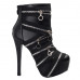 Punk Zip Gothic Round Toe Platform Stiletto Ankle Boots Pumps