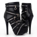 Punk Zip Gothic Round Toe Platform Stiletto Ankle Boots Pumps