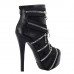 Punk Zip Gothic Round Toe Platform Stiletto Ankle Boots Pumps