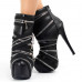 Punk Zip Gothic Round Toe Platform Stiletto Ankle Boots Pumps