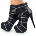 Punk Zip Gothic Round Toe Platform Stiletto Ankle Boots Pumps