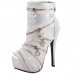 Punk Zip Gothic Round Toe Platform Stiletto Ankle Boots Pumps