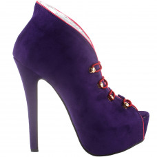 SHOW STORY Glam Purple Red Two Tone Open Toe Platform Stiletto Ankle Bootie Pump